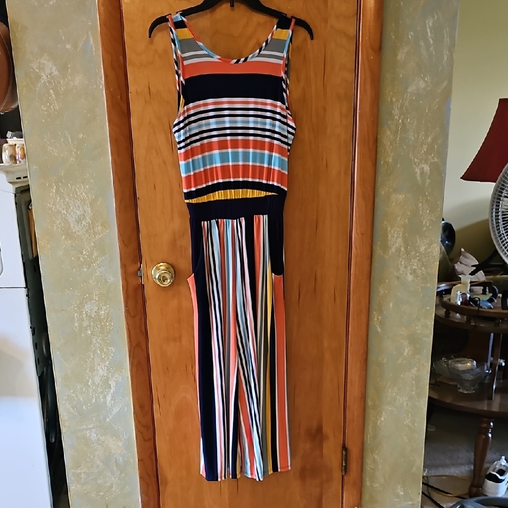 Colorful Striped Sleeveless Jumpsuit